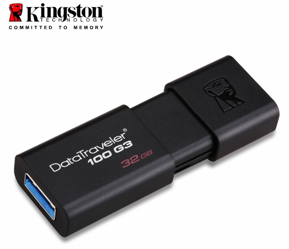 Kingston 32GB USB3.0 Flash Drive Memory Stick Thumb Key DataTraveler DT100G3 Retail Pack 5yrs warranty ~USK-DT100G3-32F DT100G3/32GBFR