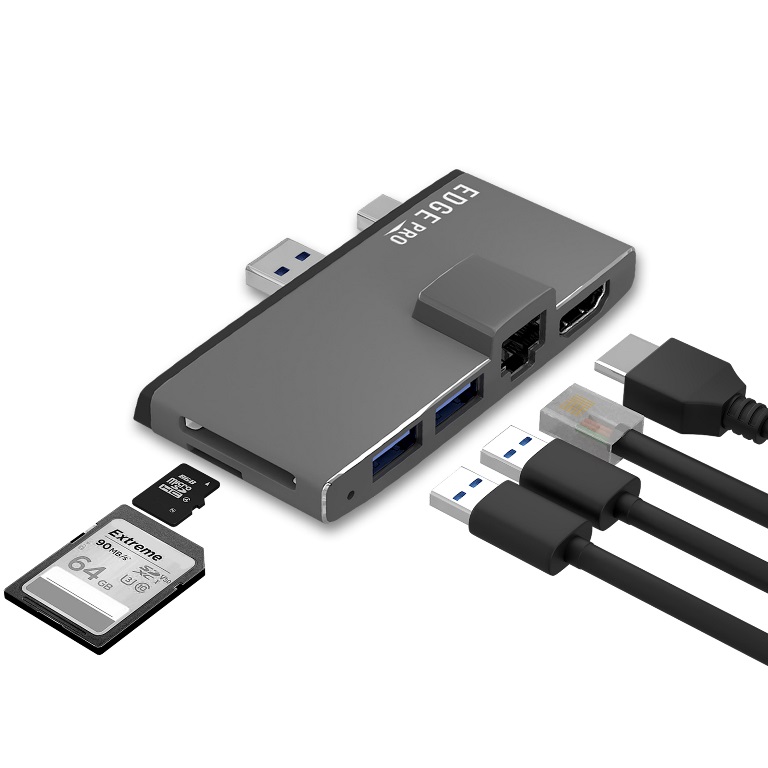 buy mbeat® Edge Pro Multifunction USB- C Hub for Microsoft Surface Pro 5/6 Metal Grey (HDMI, LAN, USB 3.0 Hub, Card Reader) online from our Melbourne shop