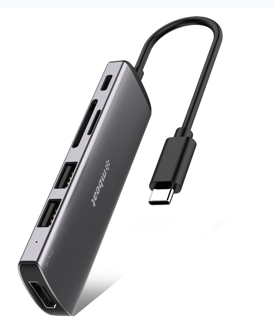 mbeat®  Elite X6 6-in-1 Multifunction USB-C Hub - 1x USB-C PD Power 60W (5V~20V/3A), 1x HDMI 1.4b  4K/30Hz, 2x USB 3.0, 1x MicroSD Card Reader(LS)