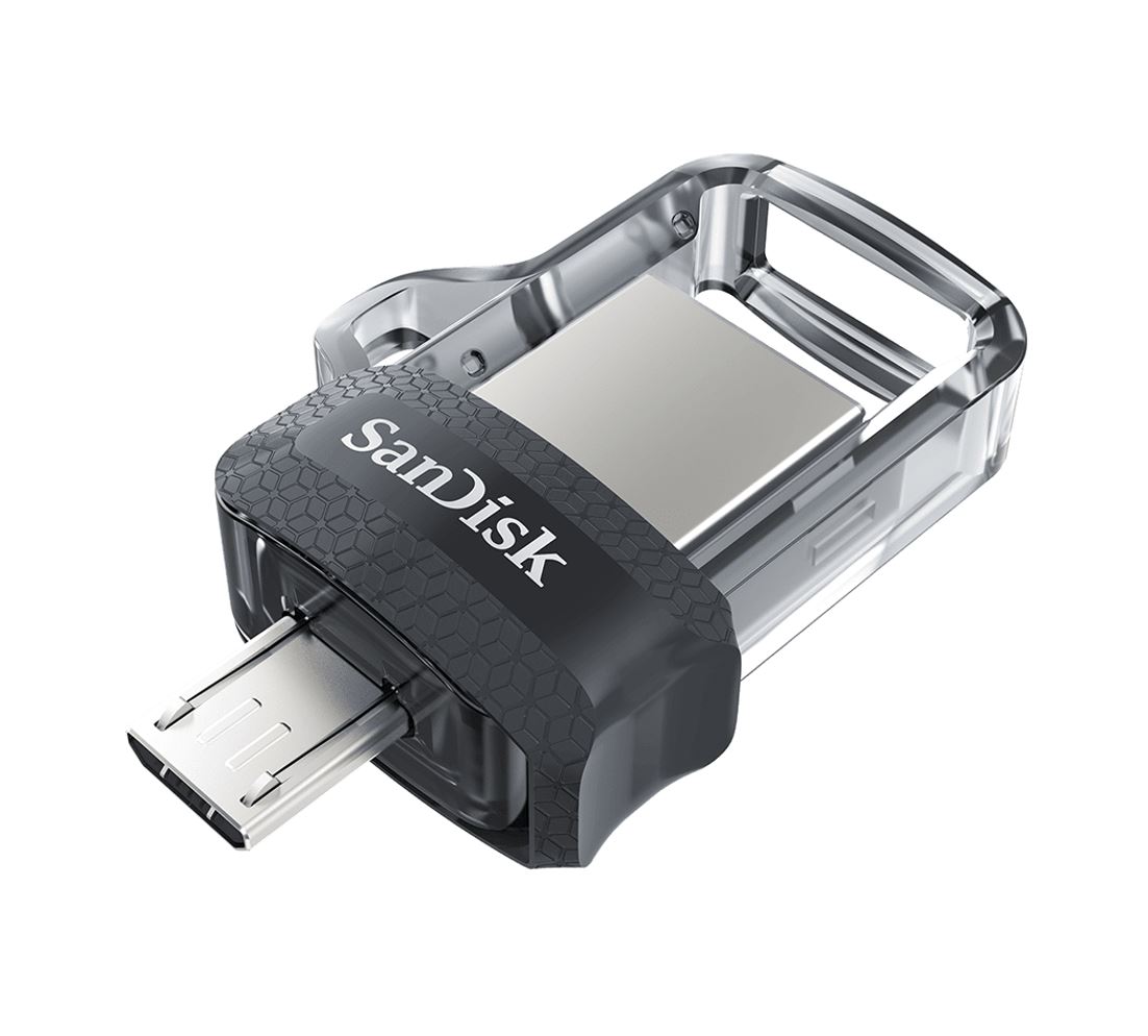 SanDisk Ultra Dual Drive m3.0 SDDD3 64GB USB3.0 & micro-USB connector OTG-enabled 150MB/s Flash Drive Memory Stick Android Smartphone Tablet Macs PCs