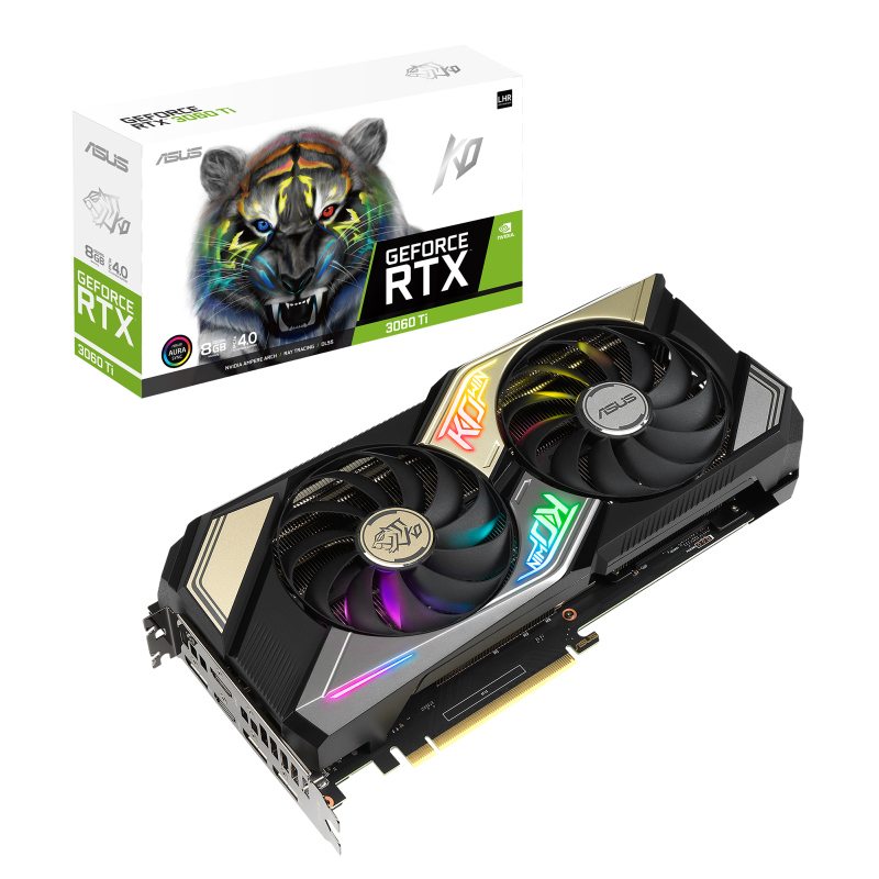 ASUS KO-RTX3060TI-8G-V2-GAMING RTX3060 Ti 8GB GDDR6, 1695/1665 Mhz Boost, PCIe 4.0, 2xHDMI 2.1 3xDP 1.4a, 2nd Gen RT Cores, 3rd Gen Tensor Cores (LHR)
