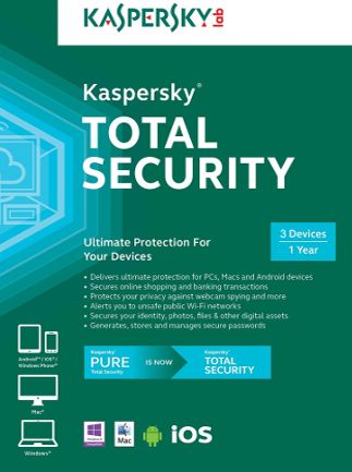 Kaspersky Total Security 3-User 1-Year Windows/Mac Digital Download
