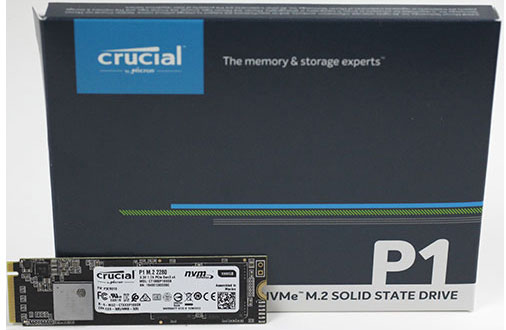 Crucial P1 500GB M.2 PCIe NVMe SSD 1900/950 MB/s R/W 100TBW 1.8mil hrs MTTF Acronis True Image Cloning Software 5yrs ~SNVS/500G