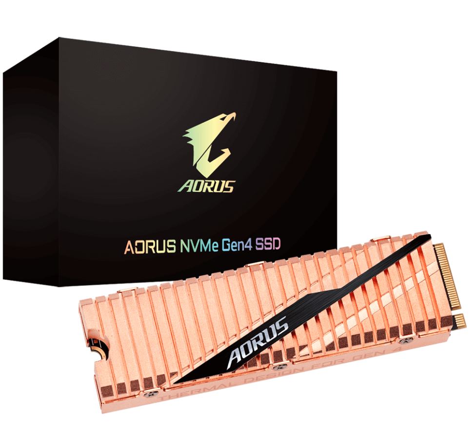 Gigabyte AORUS M.2 PCIe NVMe Gen4 SSD 500GB - 5000/2500 MB/s 400K/550K IOPS 3D NAND TLC 1.77 Mil MTBF 5yrs Wty TRIM SMART Wear Leveling Over Provision