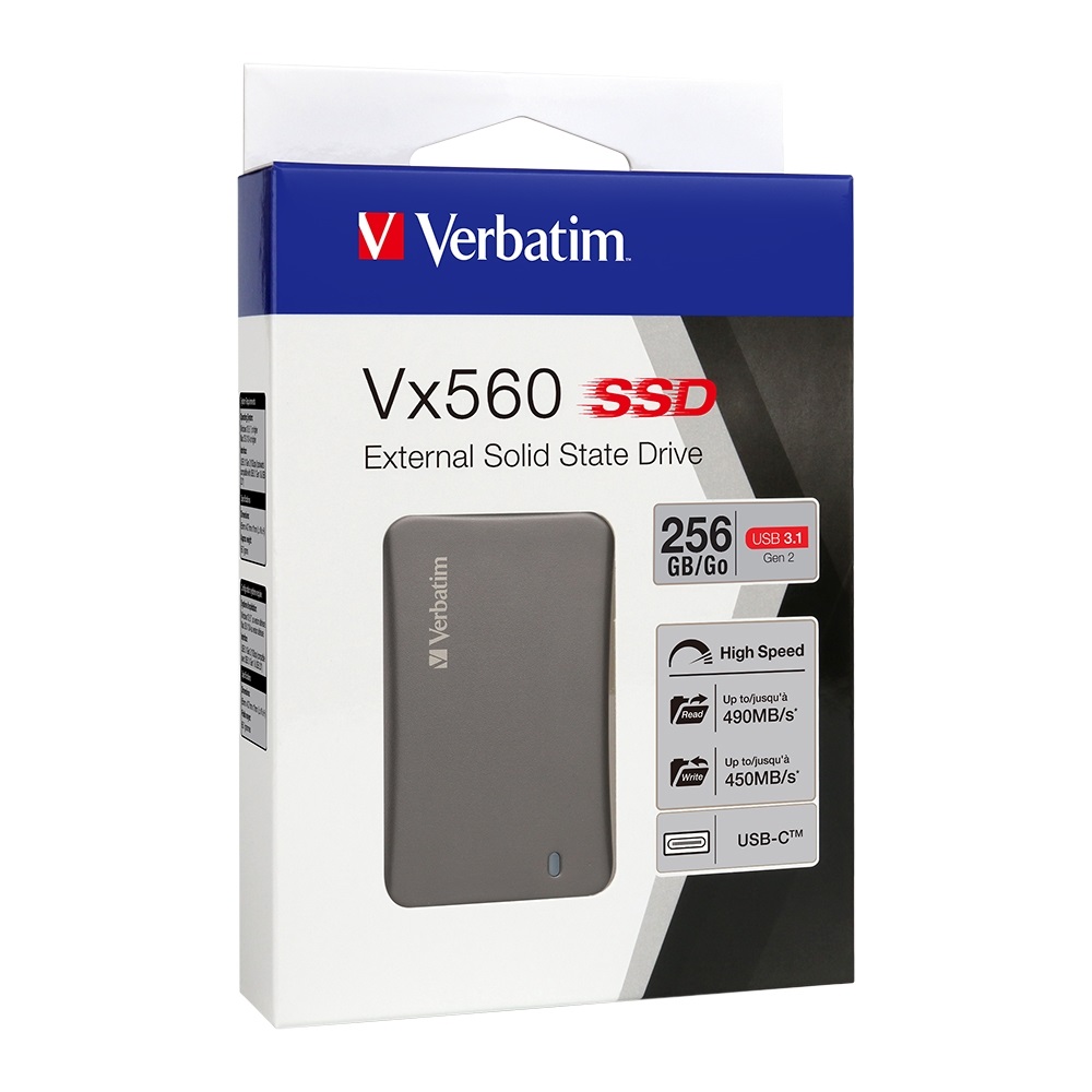 Verbatim Vx560 USB3.1 External SSD 256GB  (replacement of 47442) *Clearance*