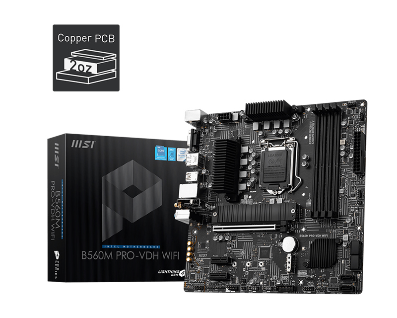 buy MSI B560M PRO-VDH WIFI Intel mATX Motherboard, 4x DDR4 ~128GB, 1x PCI-E x16, 2x PCI-E x1, 2x M.2, 6x SATAIII, 4x USB 3.2, 2x USB 2.0 online from our Melbourne shop