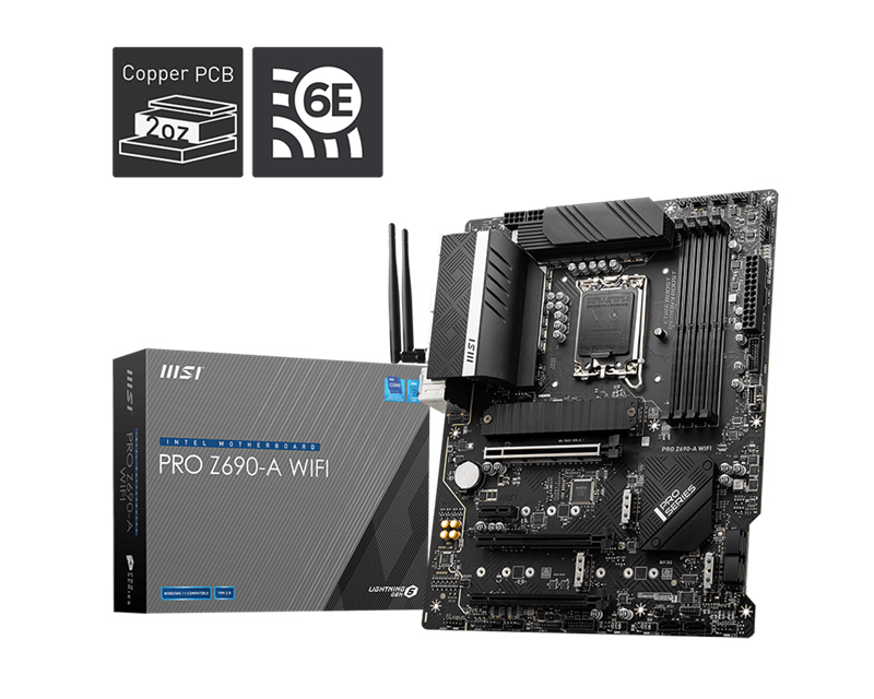 buy MSI Z690-A PRO WIFI Intel LGA 1700 ATX Motherboard, DDR5 ~128GB, 3x PCI-E x16, 1x PCI-E x1, 4x M.2, 6x SATA3, 1x USB-C, 3x USB 3.2, 4x USB 2.0 online from our Melbourne shop