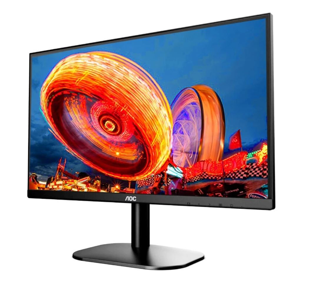 AOC 23.6" IPS 4ms, Adaptive Sync, 75hz, FHD, 2x Speakers, Headphone out, Tilt, VESA 100mm. HDMI / DVI / VGA, Flicker FREE, Business Media Monitor