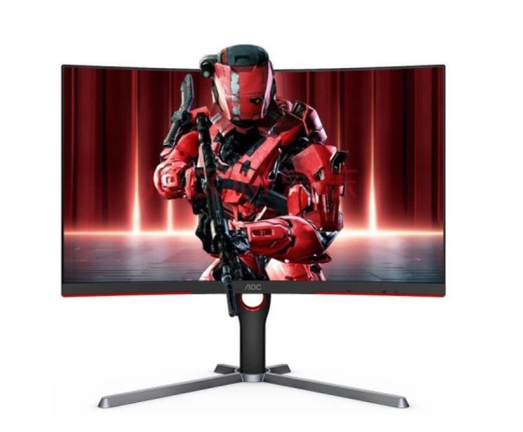 AOC 27" Super Curved 1000R, 2K QHD, VA,  Free-Sync Premium, 1ms, 165Hz, HDR10,  DP, HDMI, HAS, Flicker Free, Low Blue Mode, VESA 100 Gaming Monitor