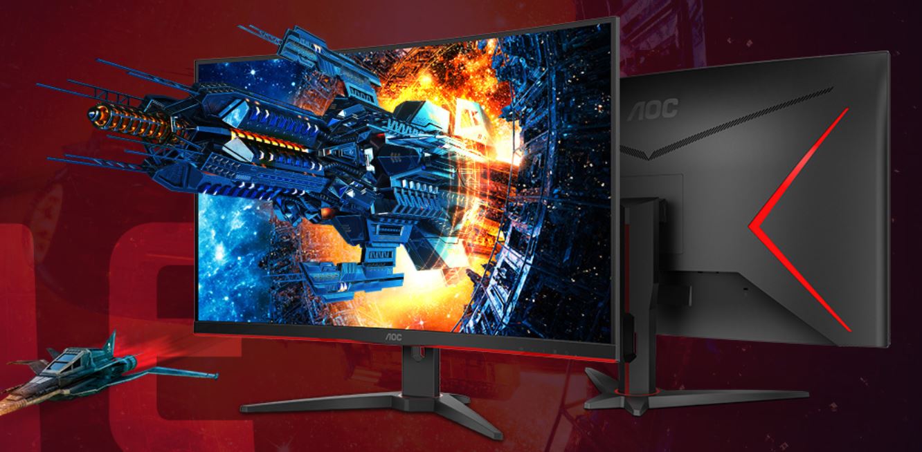 AOC 31.5" Curved 2K 2560x1440, 1ms, 155Hz, FreeSync Premium, Ultra Narrow, DP, 2x HDMI, VGA Tilt VESA100mm, HDR, Flicker Free, Gaming Monitor (LS)