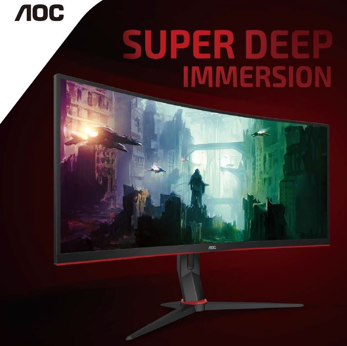 AOC 34" Curved 3440 x 1440 21:9, 1ms, HDR, Ultra Fast 144Hz Panel, Adaptive Sync, HDMI: 2.2, DisplayPort: 2.2 Gaming Monitor