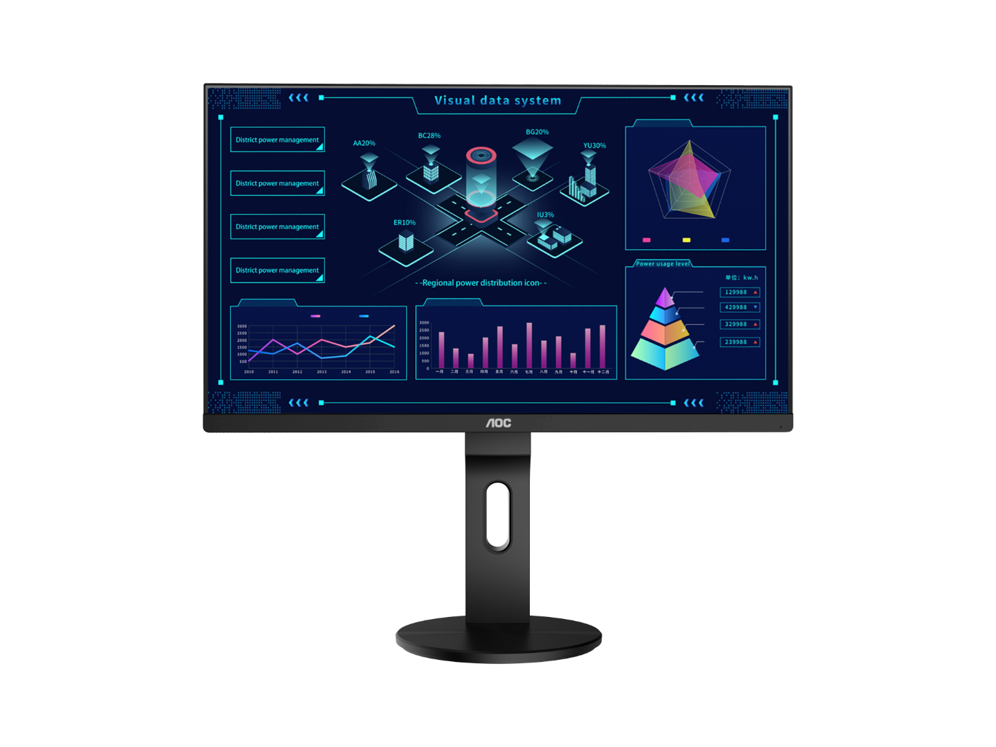 AOC 27" IPS 5ms 2560x1440 Business Monitor  - DP / HDMI / VGA, VESA 100mm Height Adjustable Stand