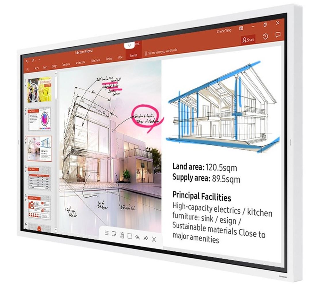 Samsung Flip2 WM55R 55" 4K UHD Interactive E-Board Smart Digital InGlass Multi-Touch 4x Drawing 350NIT 16/7 Usage 2xHDMI USB RS232C LAN WIFI BT Tizen5