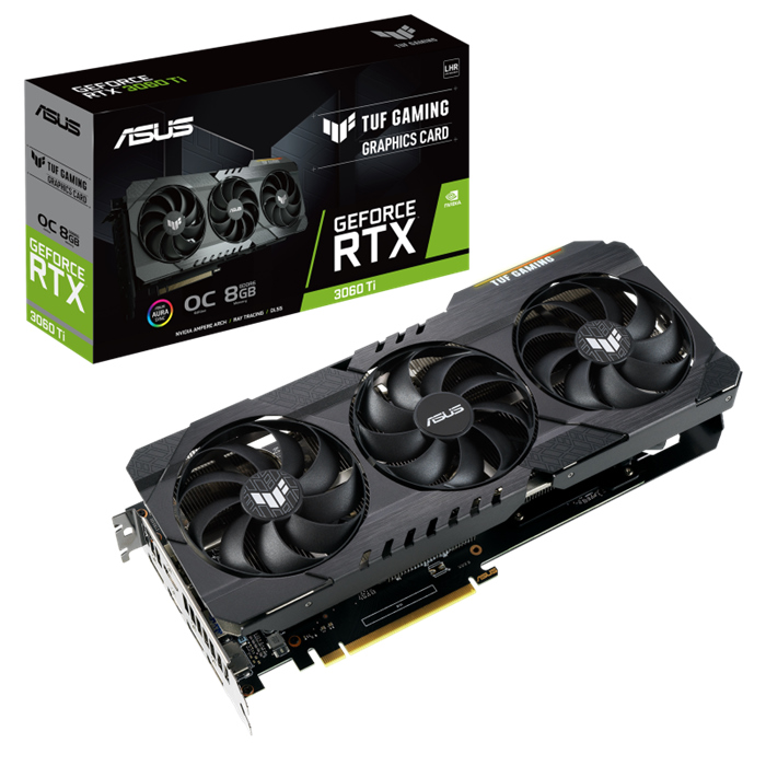 ASUS NVIDIA GeForce TUF-RTX3060TI-O8G-V2-GAMING RTX 3060 Ti V2 8GB GDDR6 OC Edition, 2xHDMI 3xDP mpere SM, 2nd RT Cores, 3rd Gen Tensor Co