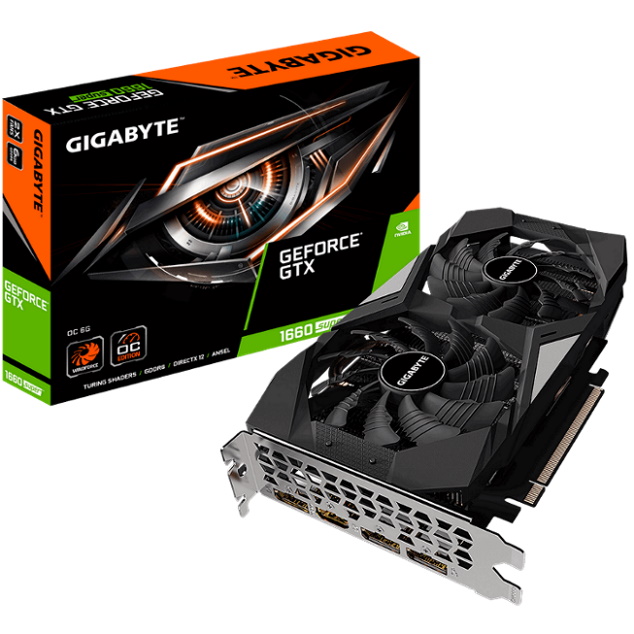 Gigabyte NVIDIA GeForce GTX 1660 Super OC 6GB PCIe Graphic Card 7680x4320@60Hz 3xDP HDMI 4xDisplays Windforce 2X Cooling 1830MHz