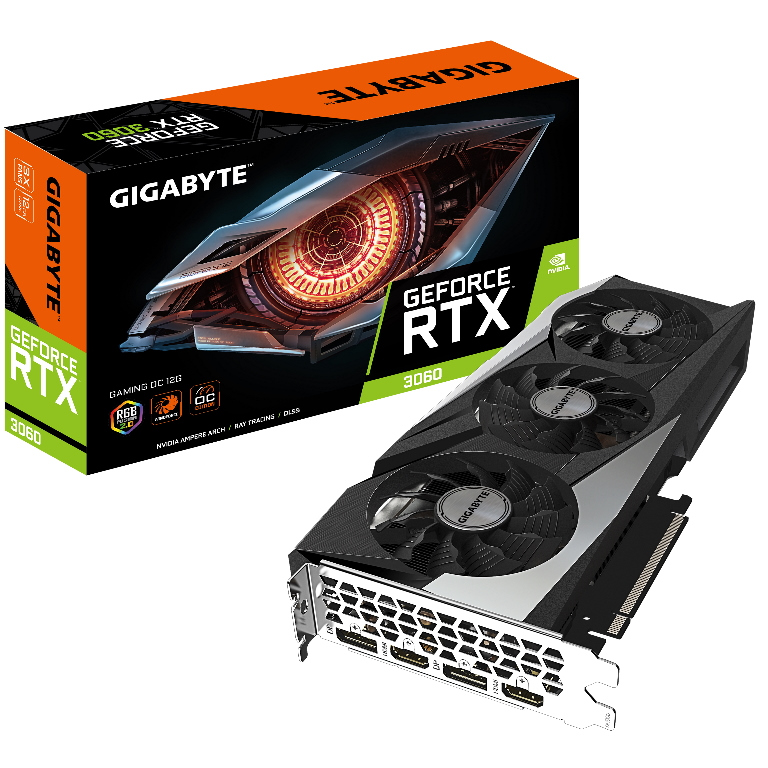 Gigabyte NVIDIA GeForce RTX 3060 GAMING OC 12G GDDR6 Video Card, PCI-E 4.0, 2x DP 1.4a, 2x HDMI 2.1, RGB Fusion 2.0 (LS)