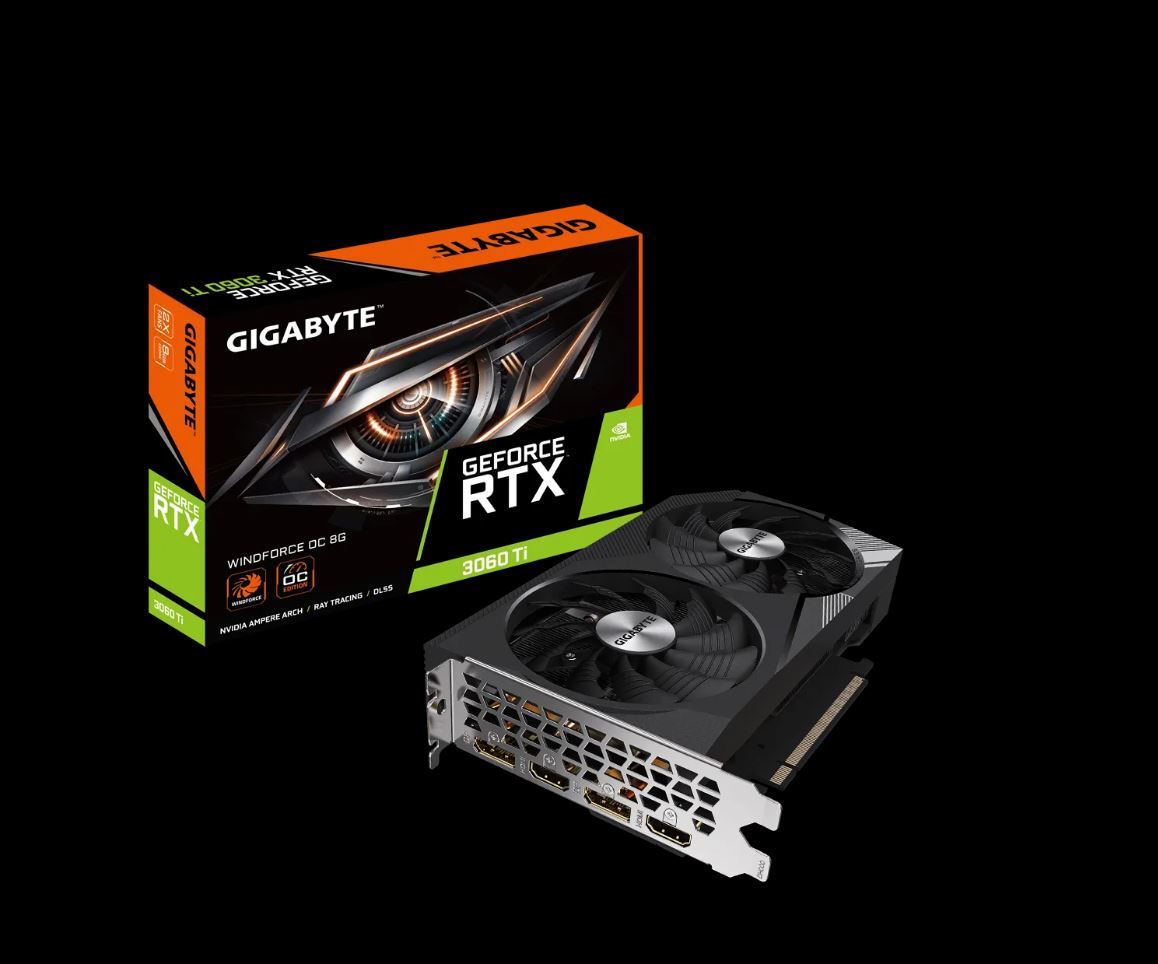 Gigabyte NVIDIA GeForce RTX 3060 Ti WINDFORCE OC 8G 1680 MHz Core Clock, GDDR6, PCI-E 4.0, 2x DisplayPort 1.4, 2x HDMI 2.1