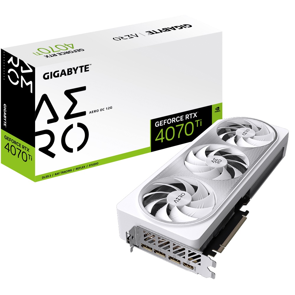 Gigabyte NVIDIA GeForce RTX 4070 Ti AERO OC 12G GDDR6X Video Card, PCI-E 4.0, TBD Core Clock, RGB Fusion 3x DP 1.4a, 1x HDMI 2.1