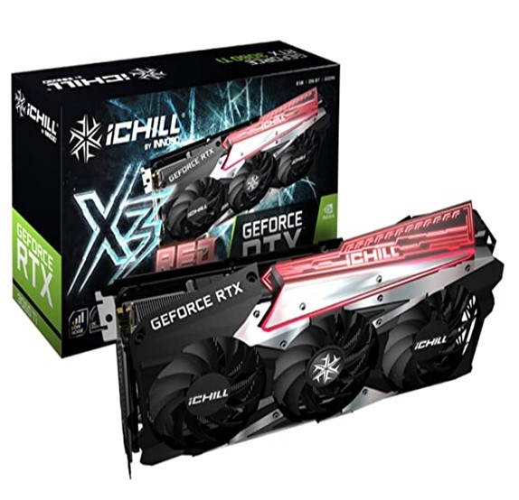INNO3D NVIDIA GeForce RTX 3060 Ti GPU iChill X3 RED LHR 8GB GDDR6 1725 Clock, RAM 14Gbps, 3xDP+HDMI
