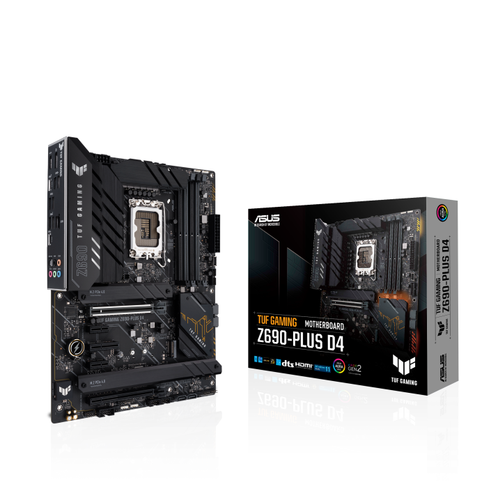 ASUS TUF GAMING Z690-PLUS D4 Intel LGA 1700 ATX Motherboard DDR4 PCIe5.0, 4xM.2, Intel 2.5 Gb Ethernet, HDMI DP USB-C SATA 6 Thunderbolt 4, RGB