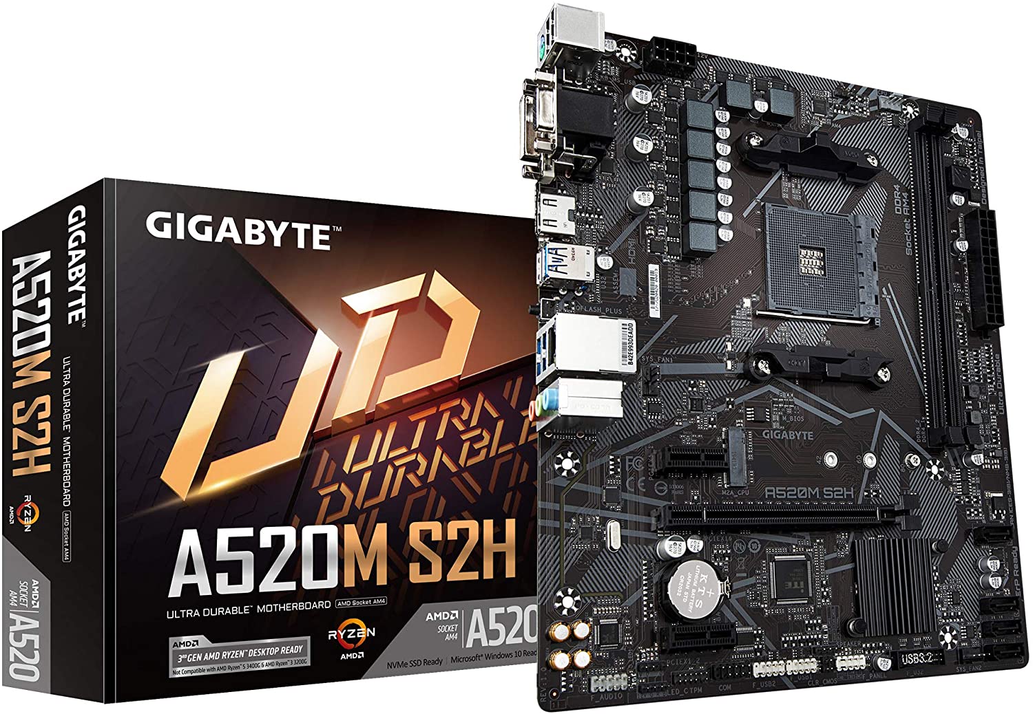 Gigabyte A520M S2H AMD mATX MB 2xDDR4 1xM.2 PCIE 3.0 1xHDMI 1xDVI (LS)