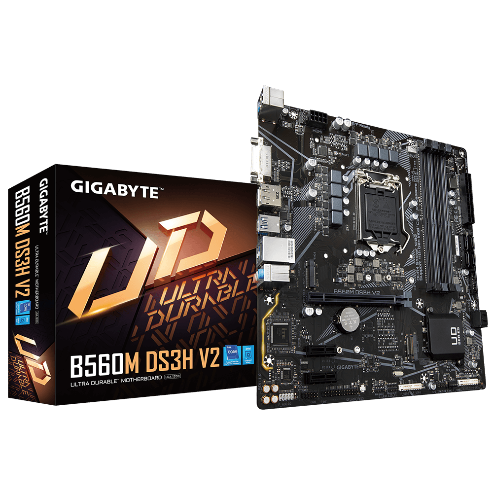 Gigabyte B560M DS3H V2 mATX Motherboard, 4x DDR4 ~128GB, 1x PCI-E x16, 2x PCI-E x1, 2x M.2, 6x SATA, 1x USB-C, 3x USB 3.2, (LS)