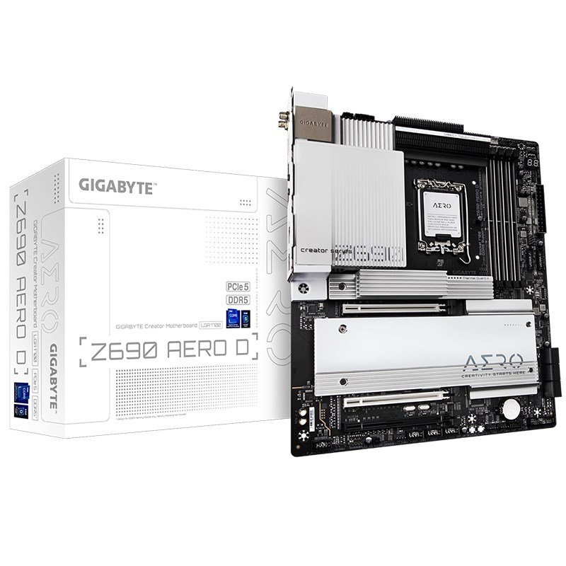 Gigabyte Z690 AERO D Intel LGA 1700 E-ATX Motherboard, 4x DDR5 ~128GB, 3x PCI-E x16, 4x M.2, 6x SATA, 2x Thunderbolt 4 (USB-C), 6x USB 3.2