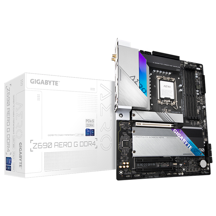 Gigabyte Z690 AERO G DDR4 Intel LGA 1700 ATX Motherboard, 4x DDR4 ~128GB, 3x PCI-E x16, 4x M.2, 6x SATA3, RAID 0/1/5/10, 2x USB-C, 6x USB 3.2