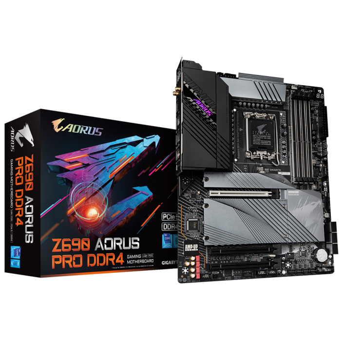 Gigabyte Z690 AORUS PRO DDR4 Intel LGA 1700 ATX Motherboard, 4xDDR4 ~128GB, 3x PCI-E x16, 4x M.2, 6x SATA3, 1x USB-C, 8x USB 3.2, 4x USB 2.0