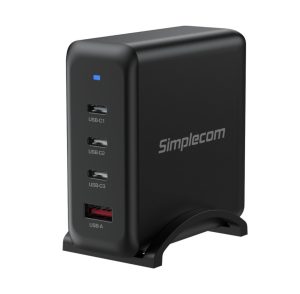 (LS)Simplecom CU400 4-Port PD 100W GaN Fast Charger 3xUSB-C + USB-A for Phone Tablet Laptop