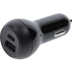 OtterBox 32W Dual Port (USB-C PD 20W + USB-A 12W) Standard Fast Car Charger - Black (77-98235),Fast-Charging for Samsung & iPhone, 2 Years Warranty