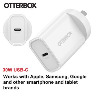 OtterBox 30W USB-C (Type I) PD Fast Wall Charger - White (78-81353), Compact, Drop Tested,Safe & Smart Charging,Best for Apple, 2 Years Warranty