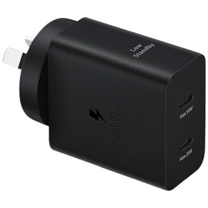 Samsung 50W Duo Power Adapter with USB-C to C Cable (1.8M) - Black(EP-T5020XBEGAU), 2xUSB-C, Multi Device Compatibility, 6 Months Warranty