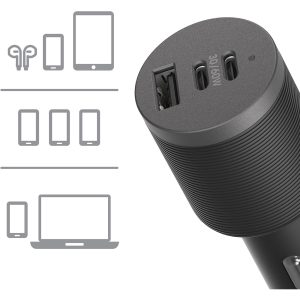 OtterBox 72W USB-C Triple Port Premium Pro Fast Car Charger - Black (78-80899),1x USB-A (12W), 2x USB-C (30W),Fast-Charging for Samsung & iPhone